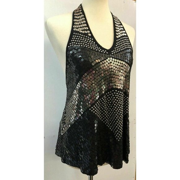 Wyton Women's Halter Sequin Top Size Small Ric1 - Picture 7 of 8